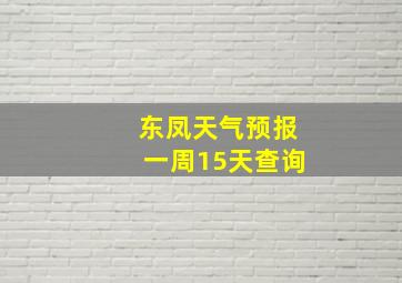 东凤天气预报一周15天查询