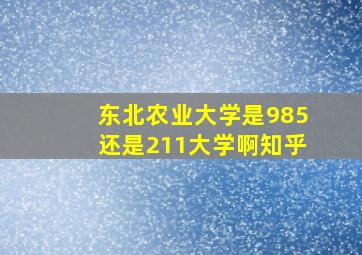 东北农业大学是985还是211大学啊知乎