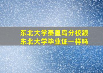 东北大学秦皇岛分校跟东北大学毕业证一样吗