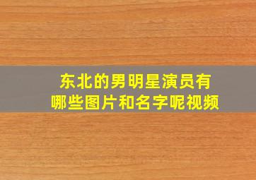 东北的男明星演员有哪些图片和名字呢视频