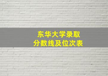 东华大学录取分数线及位次表