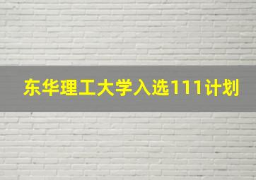 东华理工大学入选111计划