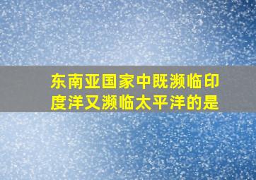 东南亚国家中既濒临印度洋又濒临太平洋的是