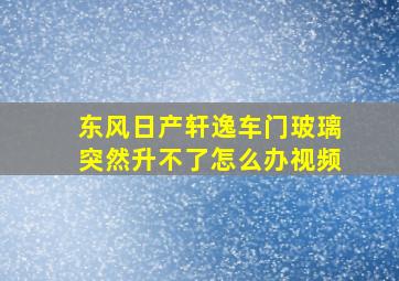 东风日产轩逸车门玻璃突然升不了怎么办视频