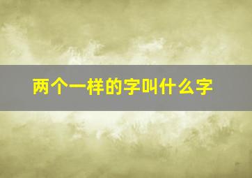 两个一样的字叫什么字