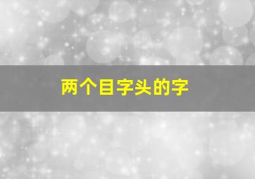 两个目字头的字