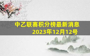 中乙联赛积分榜最新消息2023年12月12号