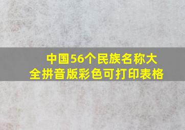 中国56个民族名称大全拼音版彩色可打印表格