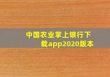 中国农业掌上银行下载app2020版本