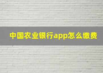 中国农业银行app怎么缴费