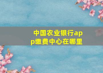 中国农业银行app缴费中心在哪里