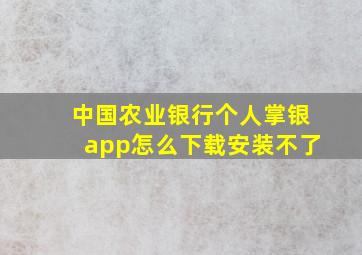 中国农业银行个人掌银app怎么下载安装不了