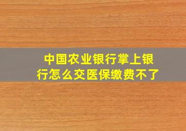 中国农业银行掌上银行怎么交医保缴费不了