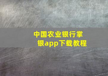 中国农业银行掌银app下载教程