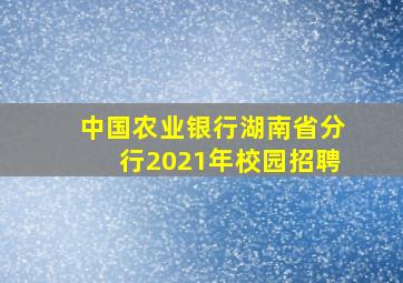 中国农业银行湖南省分行2021年校园招聘