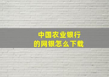 中国农业银行的网银怎么下载