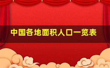 中国各地面积人口一览表