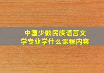 中国少数民族语言文学专业学什么课程内容