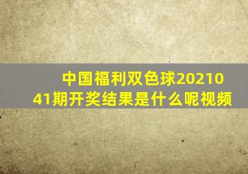 中国福利双色球2021041期开奖结果是什么呢视频