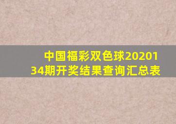 中国福彩双色球2020134期开奖结果查询汇总表