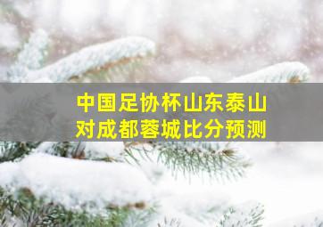 中国足协杯山东泰山对成都蓉城比分预测