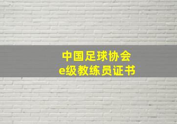 中国足球协会e级教练员证书