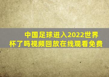 中国足球进入2022世界杯了吗视频回放在线观看免费