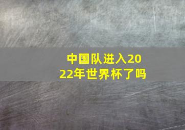 中国队进入2022年世界杯了吗