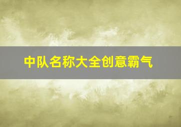 中队名称大全创意霸气