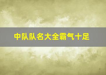 中队队名大全霸气十足