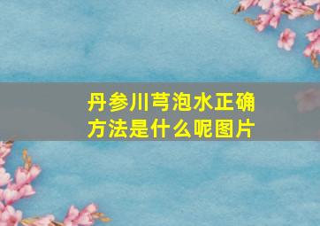 丹参川芎泡水正确方法是什么呢图片