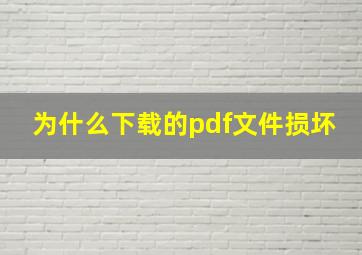 为什么下载的pdf文件损坏