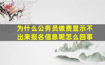 为什么公务员缴费显示不出来报名信息呢怎么回事