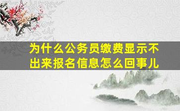 为什么公务员缴费显示不出来报名信息怎么回事儿