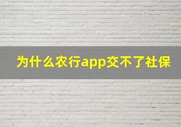 为什么农行app交不了社保