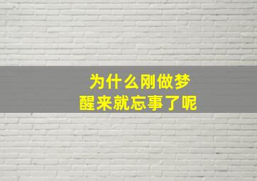 为什么刚做梦醒来就忘事了呢