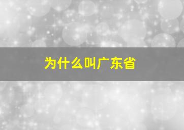 为什么叫广东省