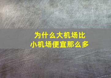 为什么大机场比小机场便宜那么多