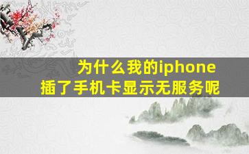 为什么我的iphone插了手机卡显示无服务呢