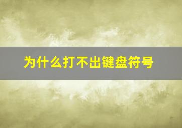 为什么打不出键盘符号