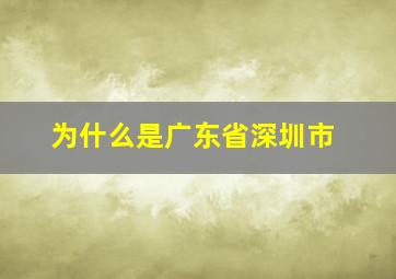 为什么是广东省深圳市