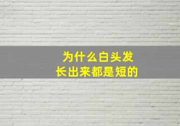 为什么白头发长出来都是短的