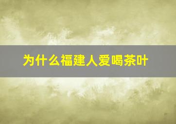 为什么福建人爱喝茶叶