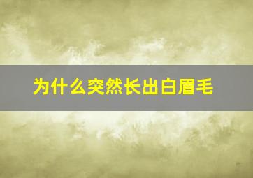 为什么突然长出白眉毛