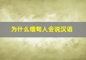 为什么缅甸人会说汉语