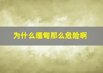 为什么缅甸那么危险啊