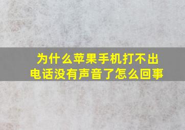 为什么苹果手机打不出电话没有声音了怎么回事