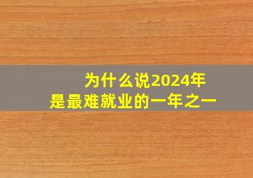 为什么说2024年是最难就业的一年之一