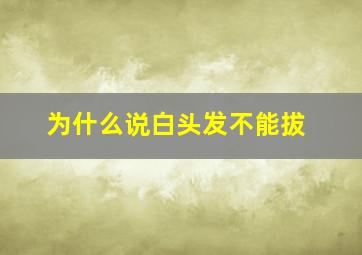 为什么说白头发不能拔