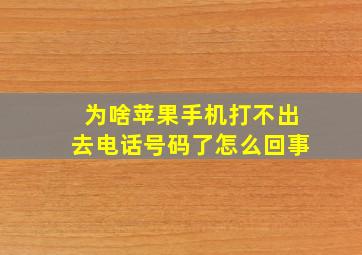 为啥苹果手机打不出去电话号码了怎么回事